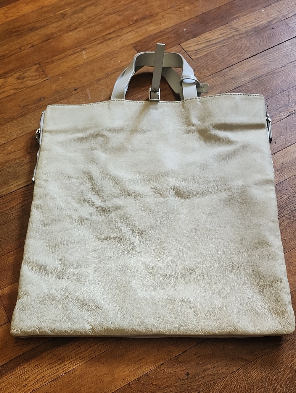 Calvin Klein Cream Leather Tote Bag